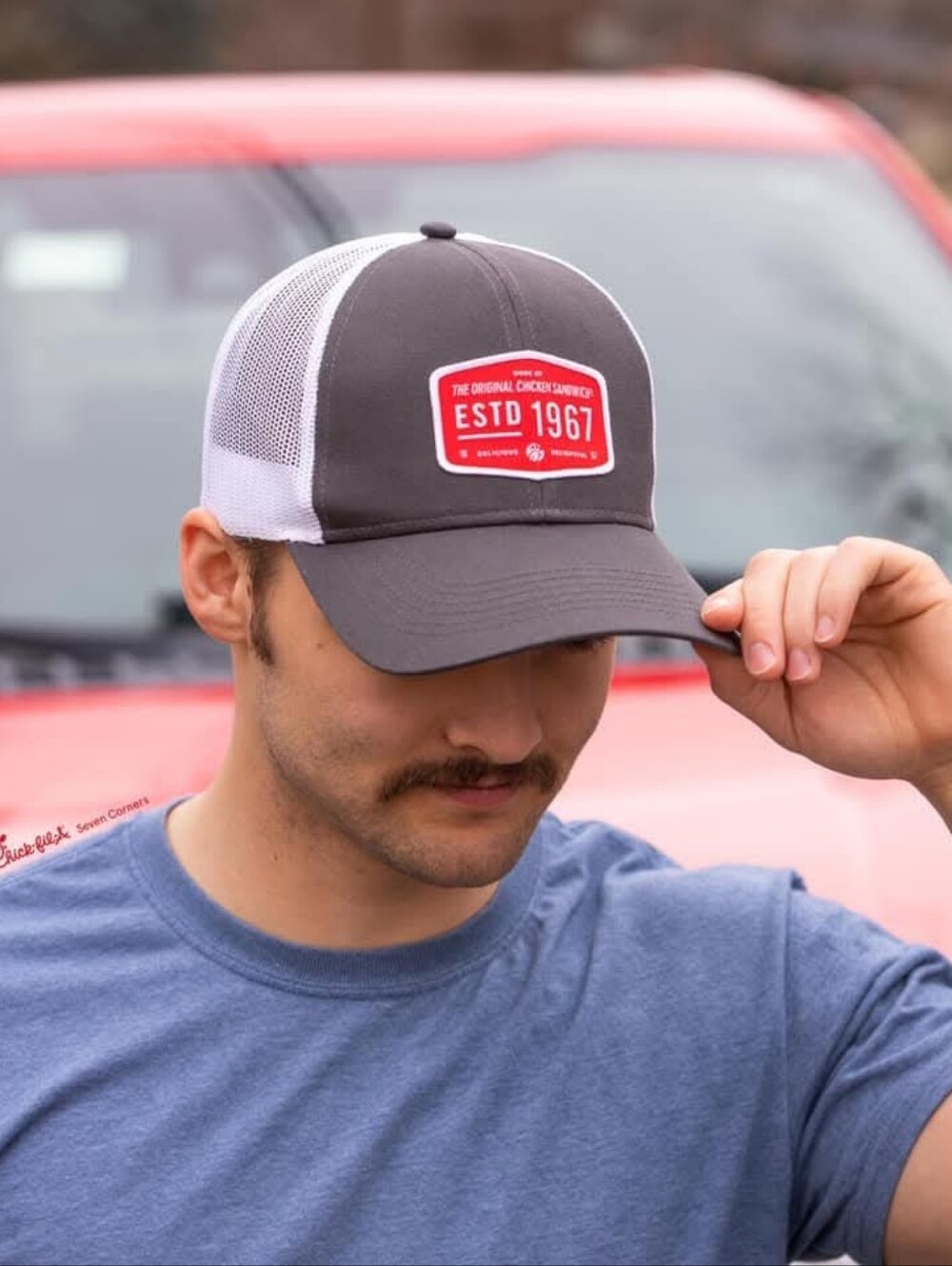 Chick-fil-A Chick Fil A Est. 1967 Gray White Trucker Hat Cap Snapback Mesh Back